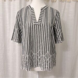 Lucky Brand Striped Lace Detail Blouse